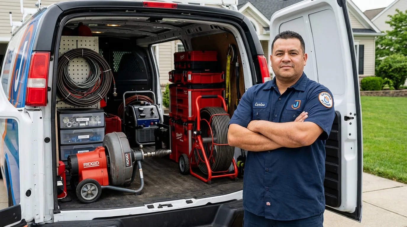 Professional drain cleaning equipment and Johns Plumbing LLC plumber in Groveland