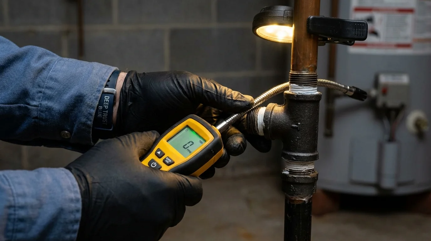 Gas leak detection with electronic sniffer by Johns Plumbing LLC in Groveland