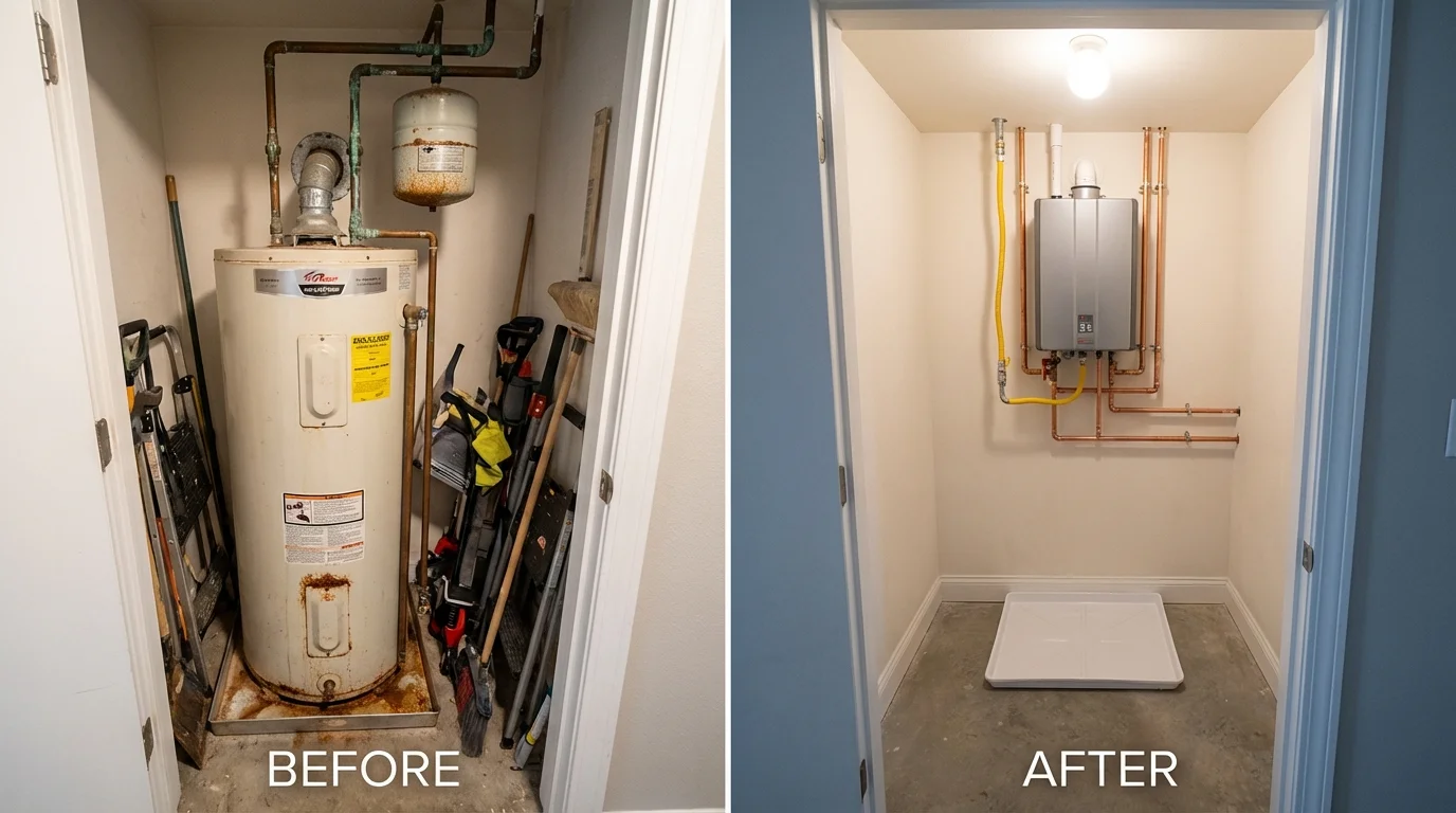 Tank water heater versus wall-mounted tankless unit comparison for Groveland, FL homeowners