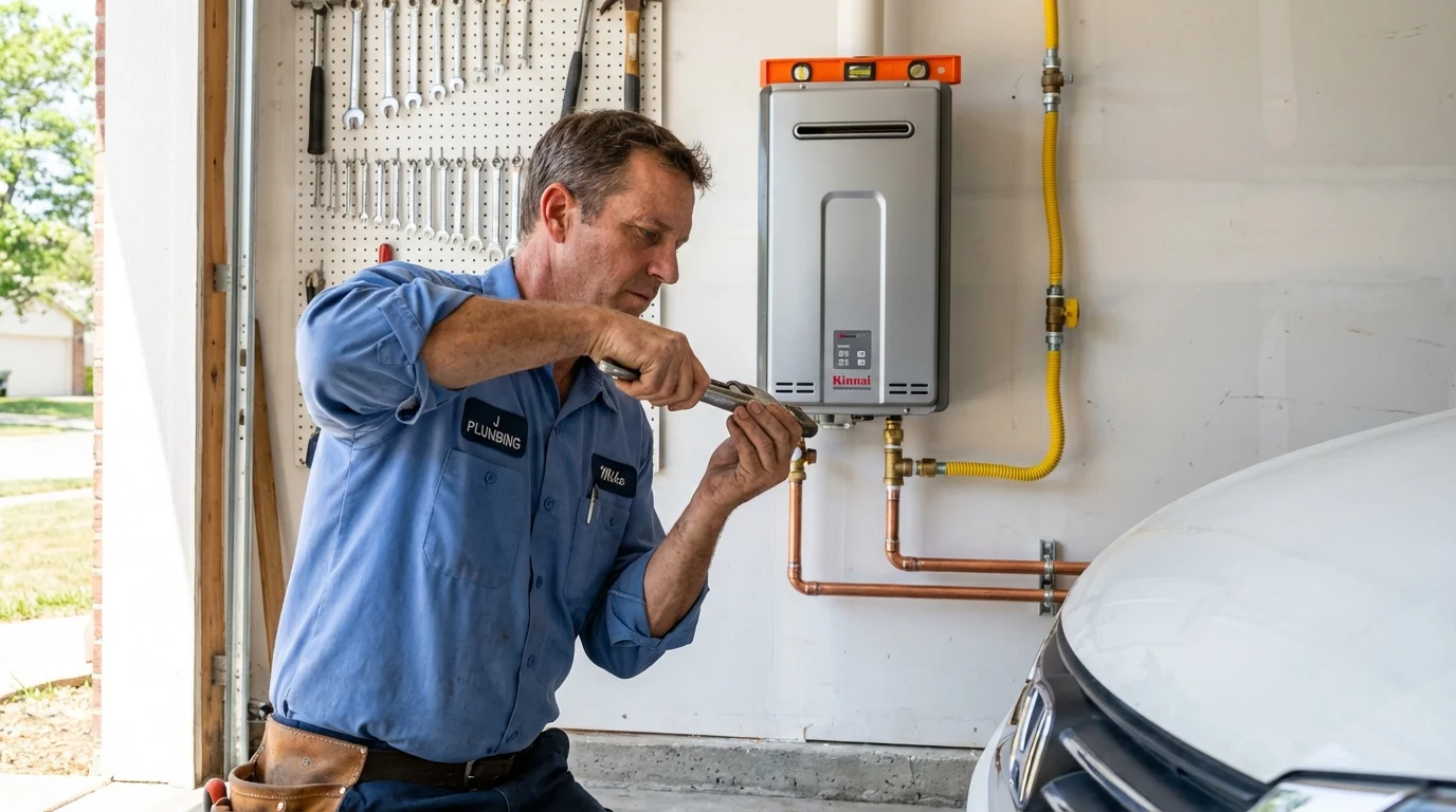 Tankless water heater installation by a Johns Plumbing LLC plumber in Groveland